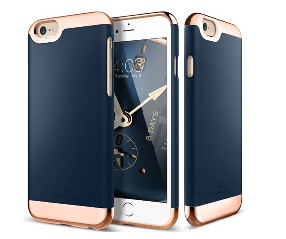 iPhone 6S Case Caseology Savoy Series  Chrome   Microfiber Slider Case  Navy Blue Premium Rose Gold
